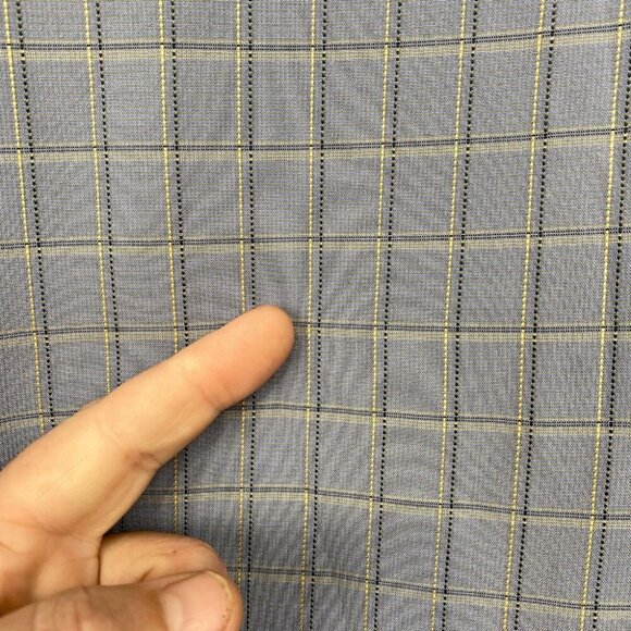 BUGATCHI Button Front Shirt Men Large Blue Plaid Hidden Button Collar Rayon/Poly - Picture 6 of 11